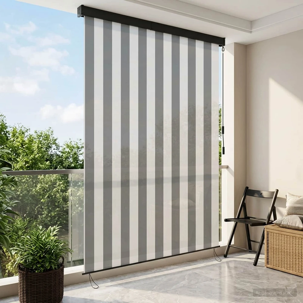 Roletas Antracito ir baltos 140 x 250 cm Audinys ir aliuminis