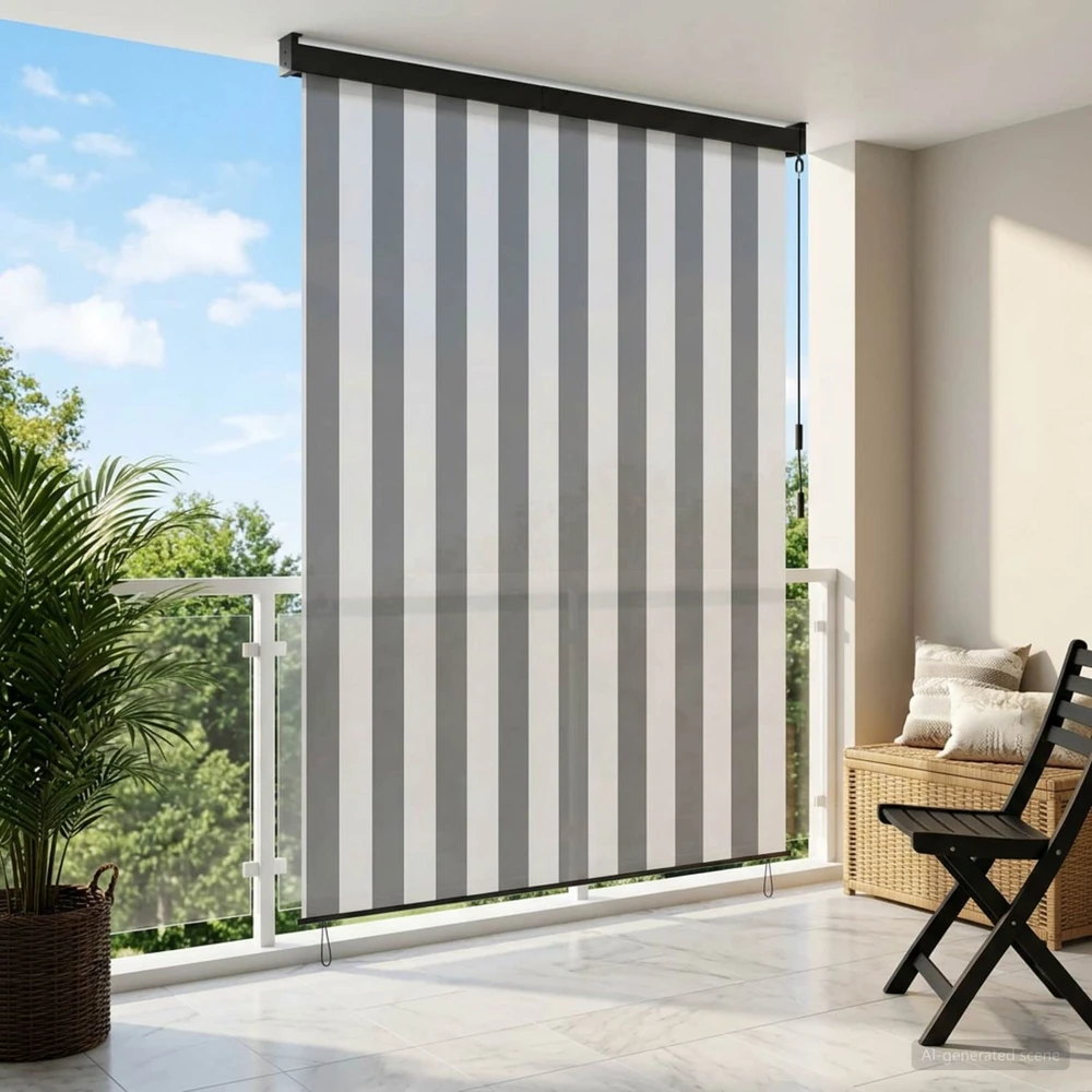 Roletas Antracito ir baltos 80 x 250 cm Audinys ir aliuminis