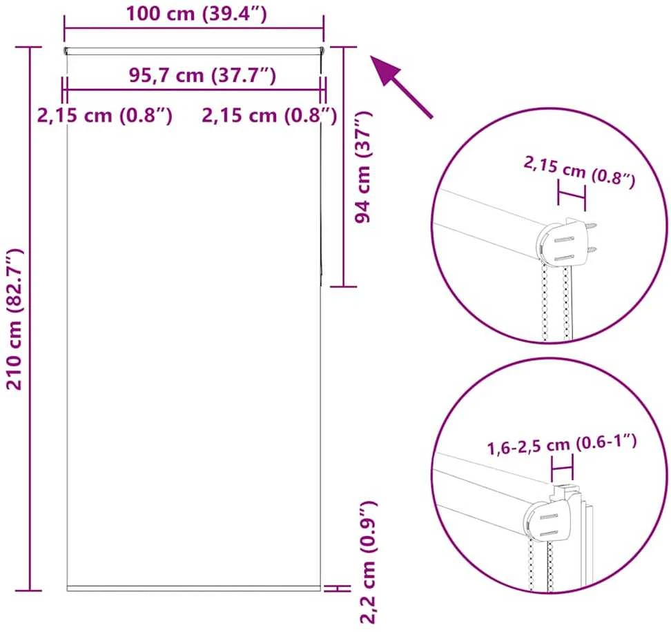 roletas balsvos 100x210 cm audinio plotis 95,7 cm poliesteris