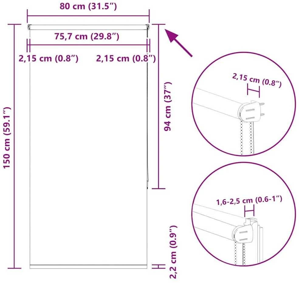 roletas balsvos 80x150 cm audinio plotis 75,7 cm poliesteris
