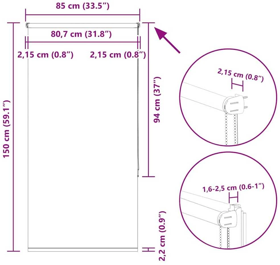 roletas balsvos 85x150 cm audinio plotis 80,7 cm poliesteris