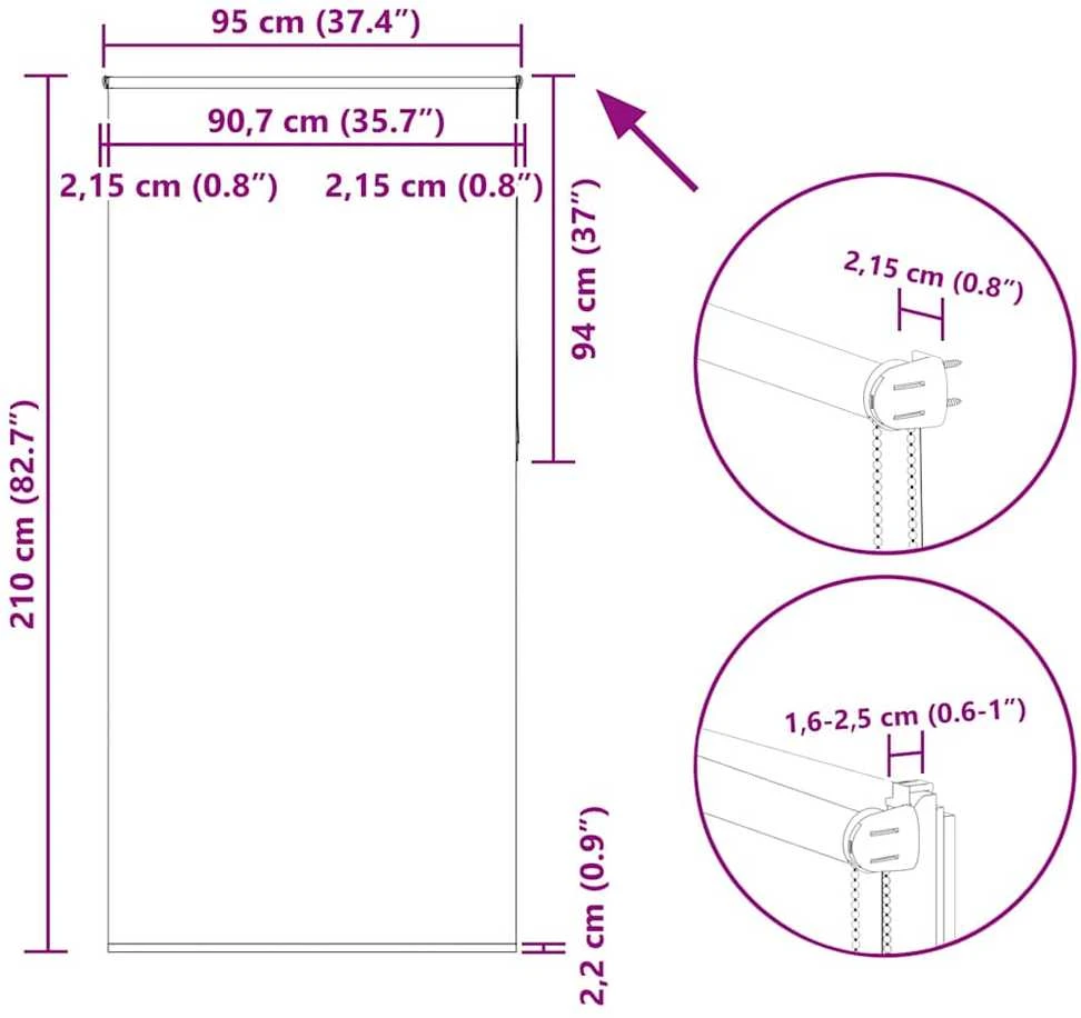 roletas balsvos 95x210 cm audinio plotis 90,7 cm poliesteris