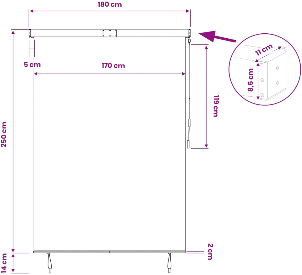 Roletas Balta ir oranžinė 180 x 250 cm Audinys ir aliuminis