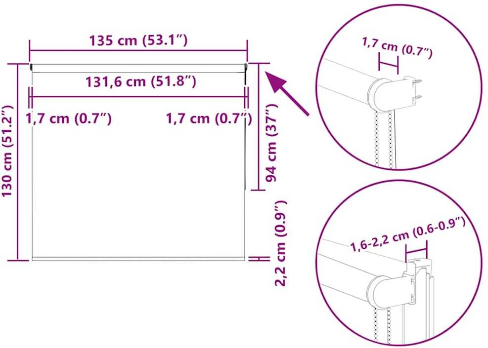 Roletas Blackout smėlio šviesiai pilka 135x130cm Audinio plotis