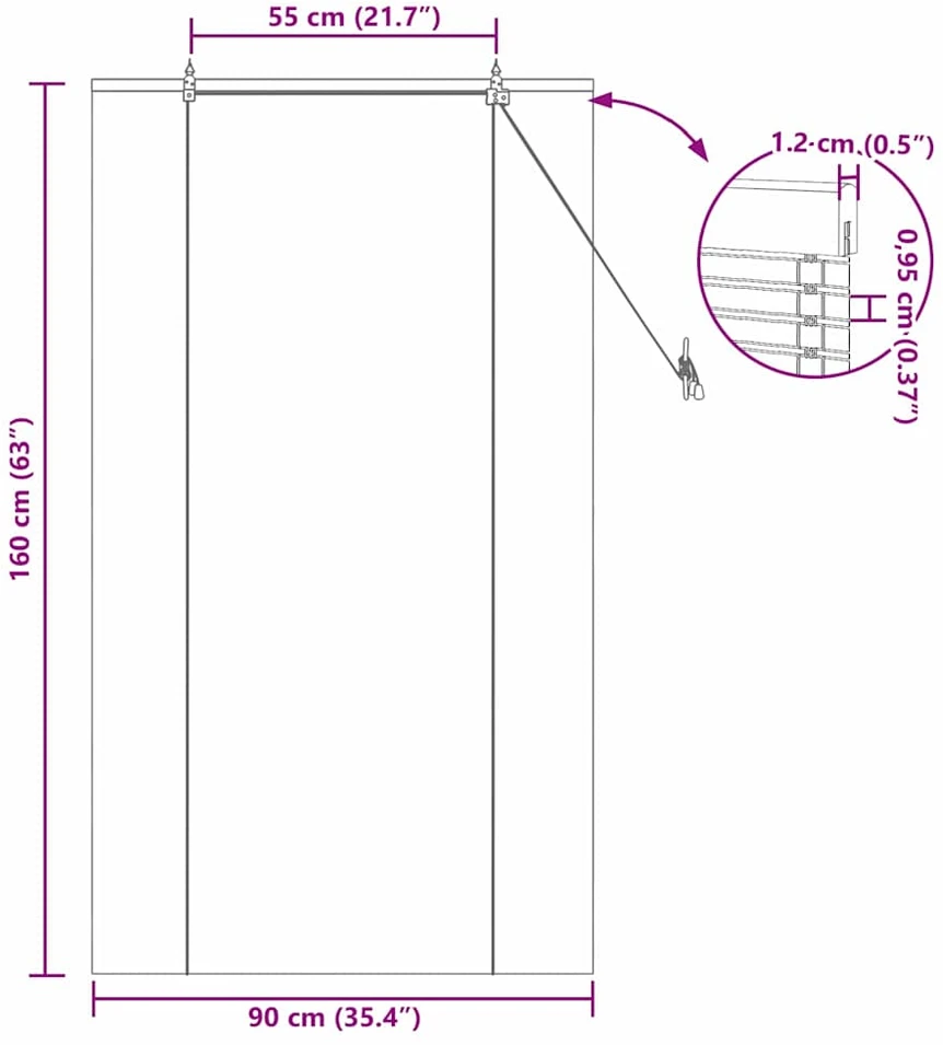 Roletas Gamta 90 x 160 cm Bambukas