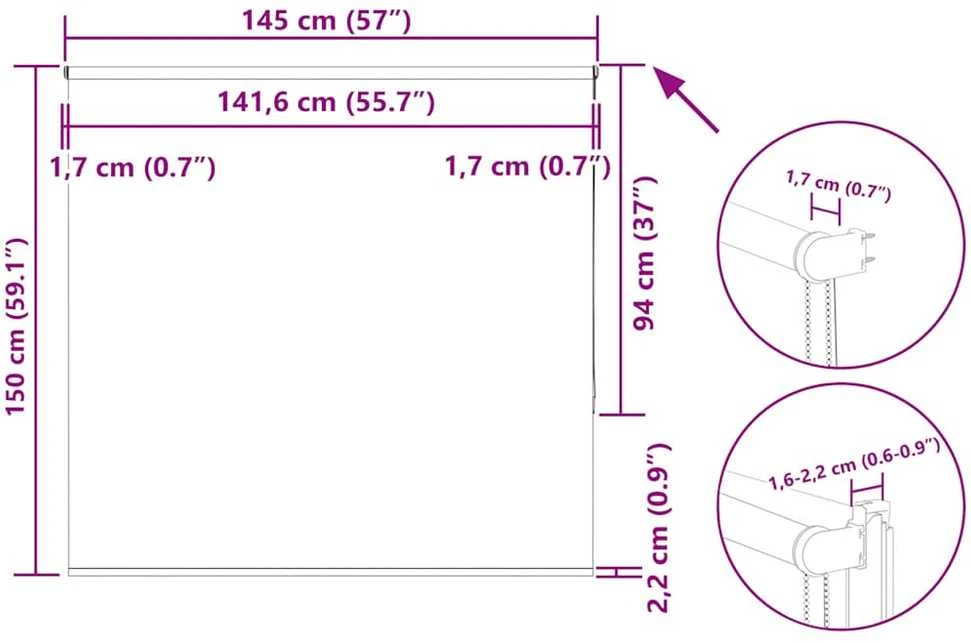 Roletas geltona 145x150 cm audinio plotis 141,6 cm poliesteris