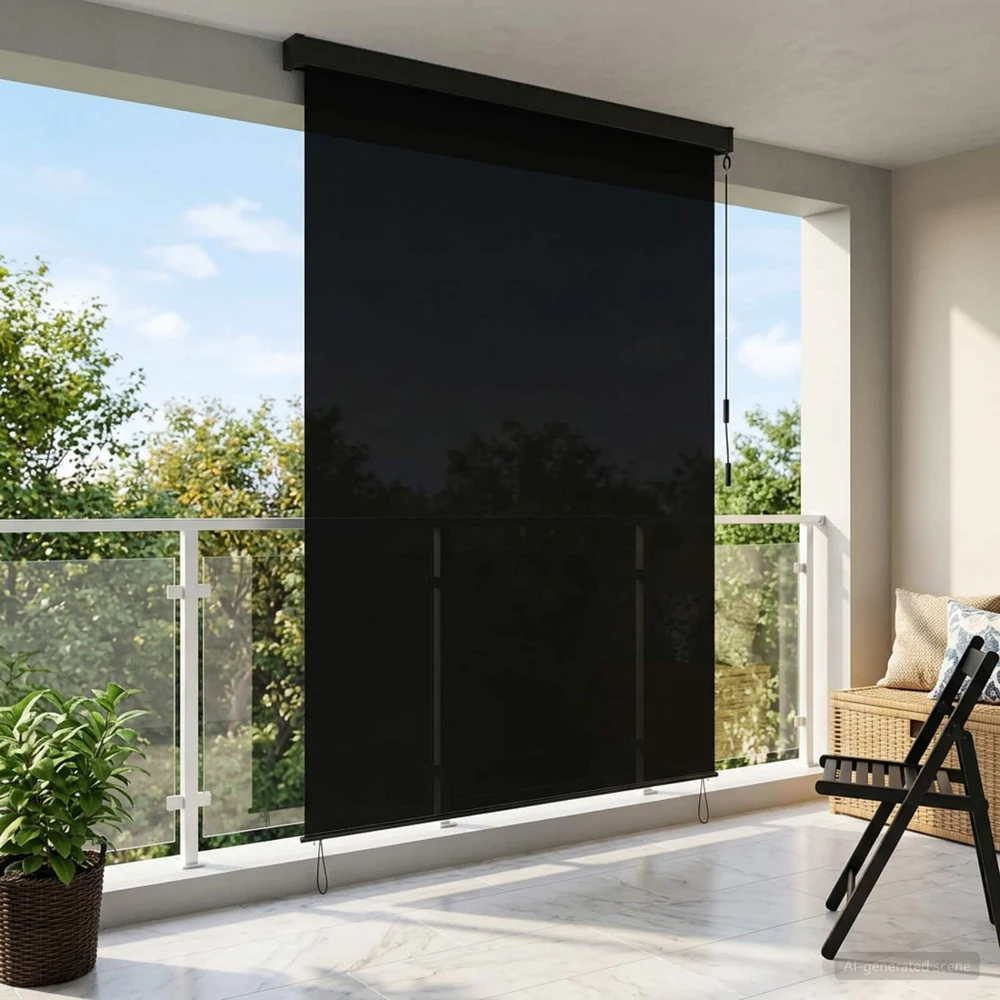 Roletas Juoda 140 x 250 cm Audinys ir aliuminis