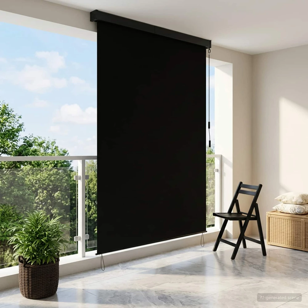 Roletas Juoda 60 x 250 cm Audinys ir aliuminis