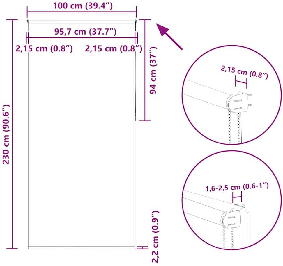 roletas juodas 100x230 cm audinio plotis 95,7 cm poliesteris