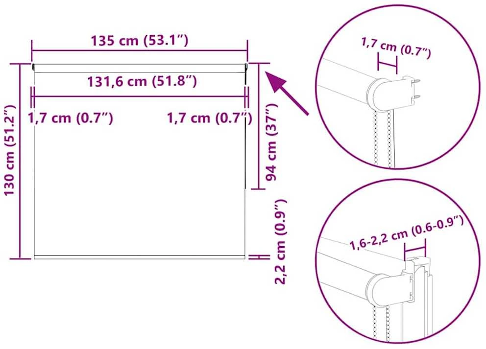 roletas kava 135x130 cm audinio plotis 131,6 cm poliesteris
