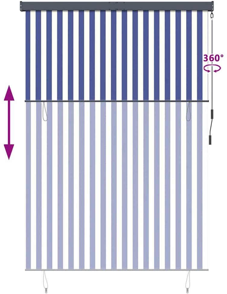 Roletas Mėlyna ir balta 180 x 250 cm Audinys ir aliuminis