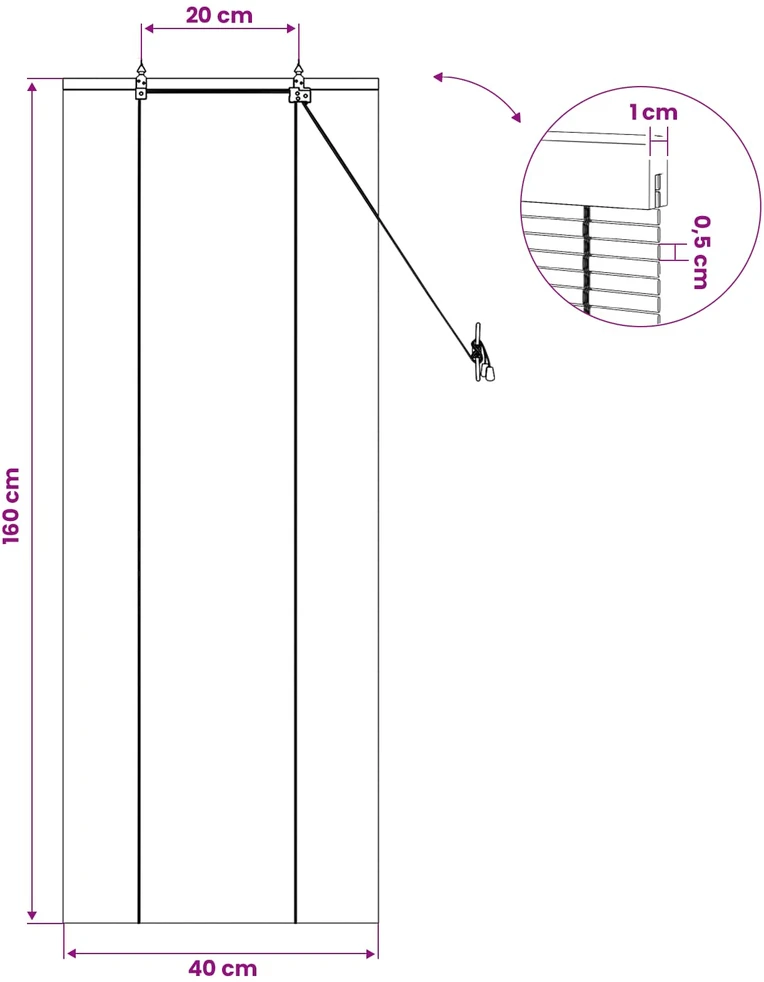 Roletas Natūrali 40 x 160 cm Bambukas