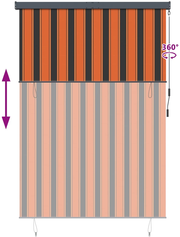 Roletas Oranžinė ir ruda 180 x 250 cm Audinys ir aliuminis