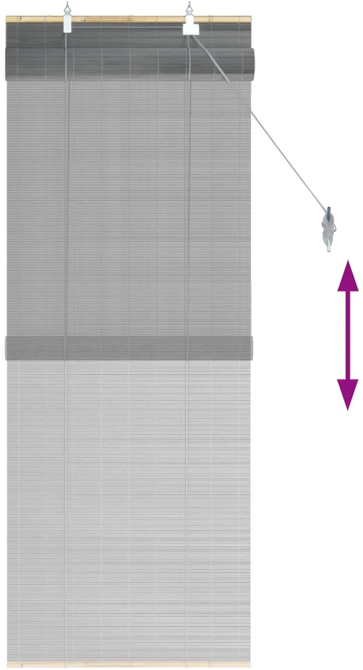 Roletas Pilka 50 x 160 cm Bambukas