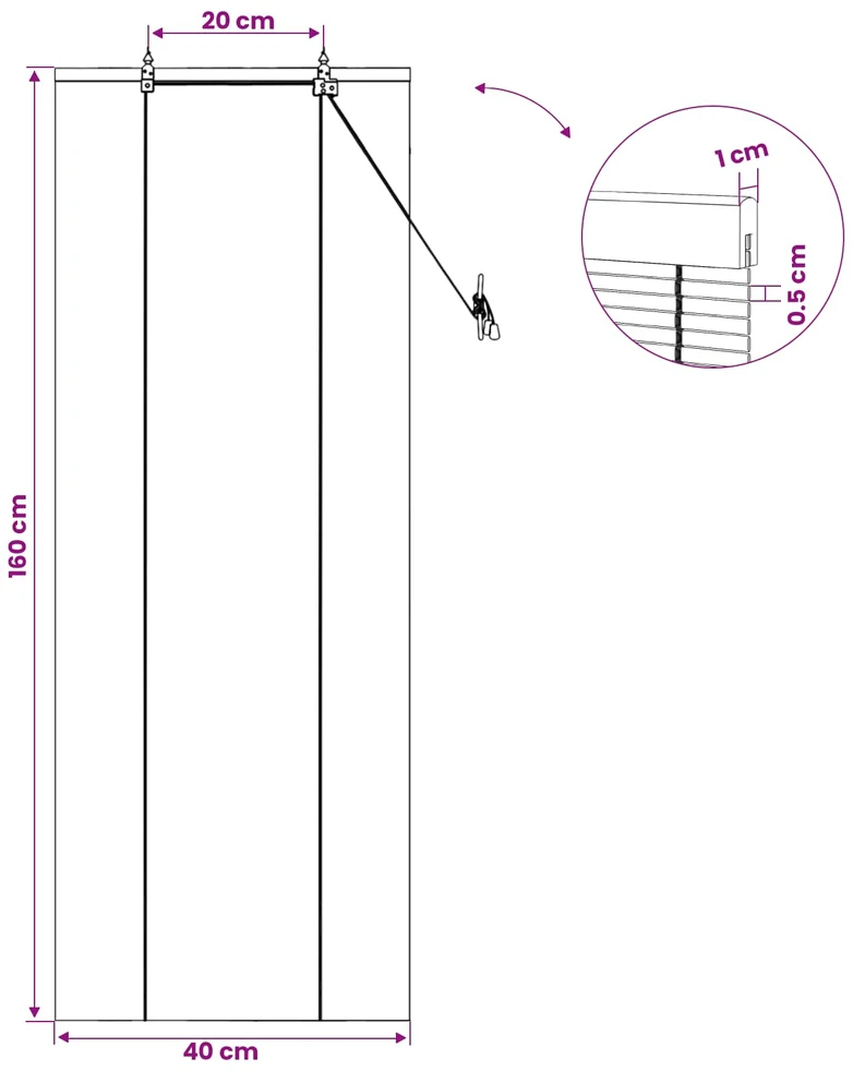 Roletas Ruda 40 x 160 cm Bambukas