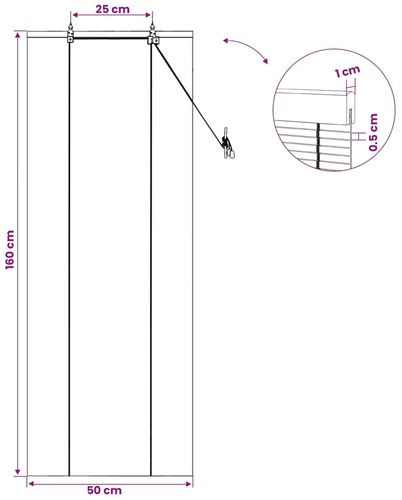 Roletas Ruda 50 x 160 cm Bambukas