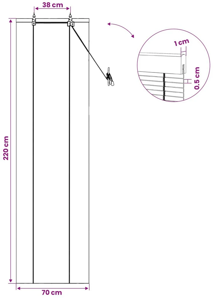 Roletas Ruda 70 x 220 cm Bambukas
