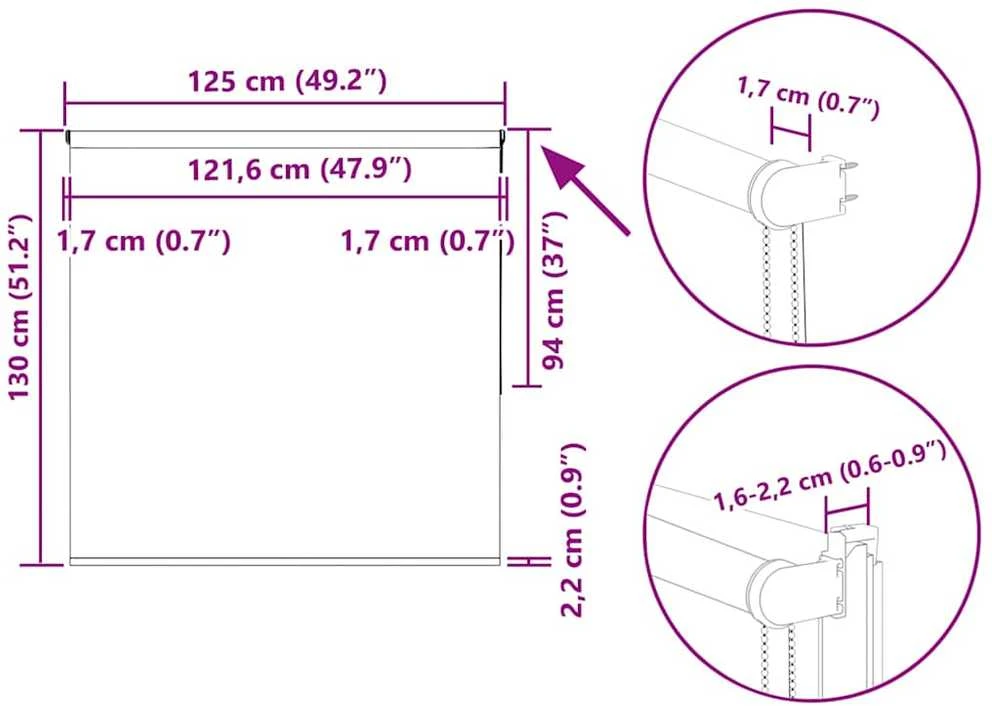 roletas smėlio Pilka 125x130 cm audinio plotis 121,6 cm