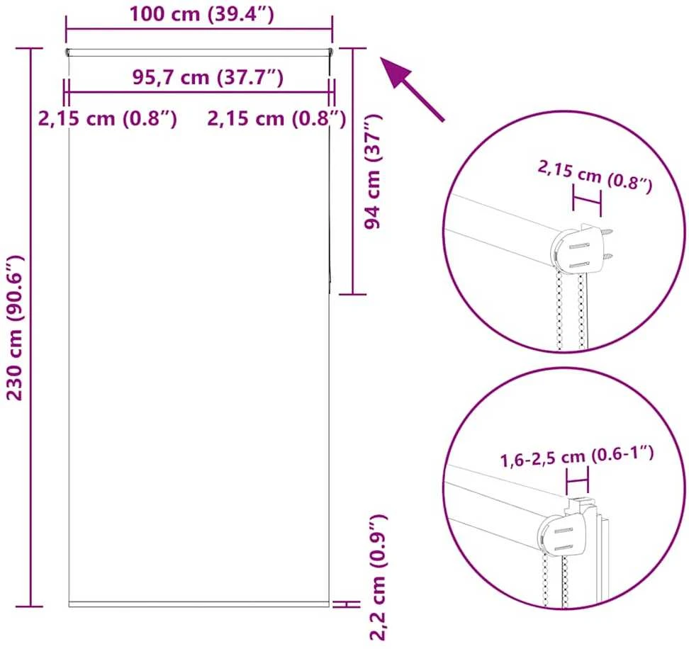 roletas smėlio spalvos 100x230 cm audinio plotis 95,7 cm