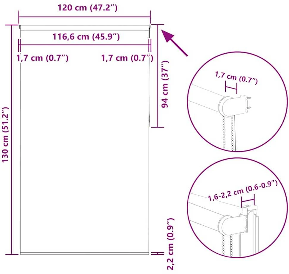 roletas smėlio spalvos 120x130 cm audinio plotis 116,6 cm