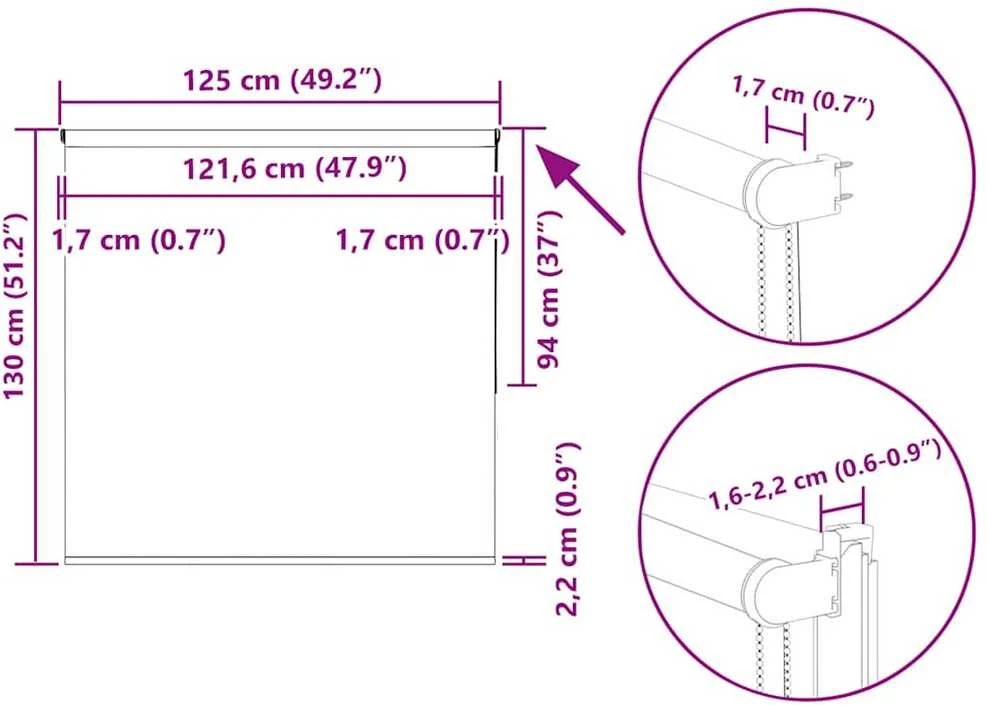 roletas smėlio spalvos 125x130 cm audinio plotis 121,6 cm