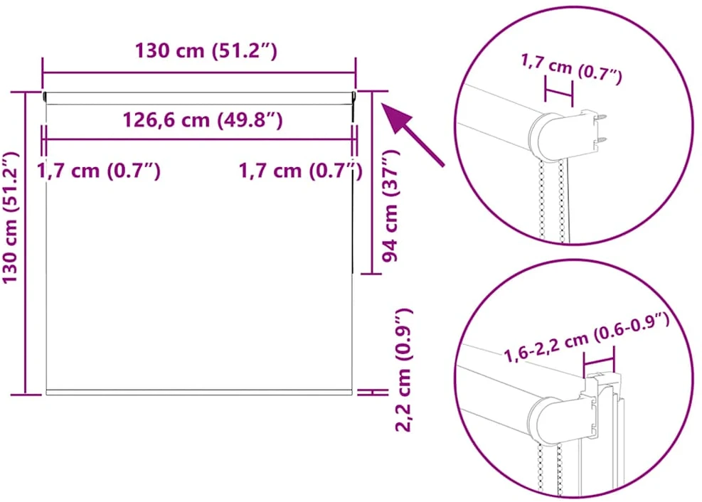 roletas smėlio spalvos 130x130 cm audinio plotis 126,6 cm