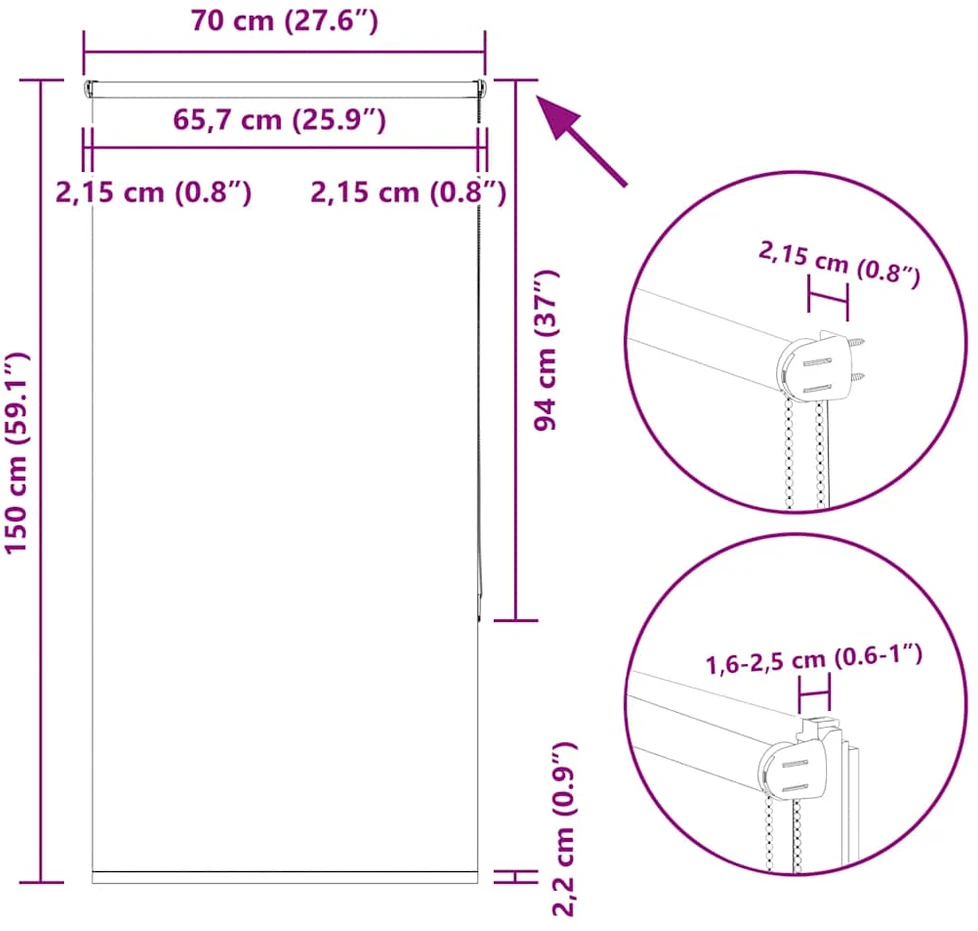 roletas smėlio spalvos 70x150 cm audinio plotis 65,7 cm
