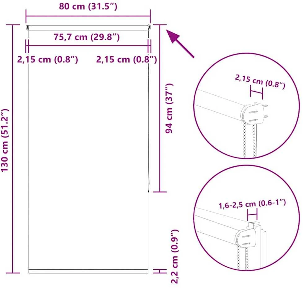 roletas smėlio spalvos 80x130 cm audinio plotis 75,7 cm