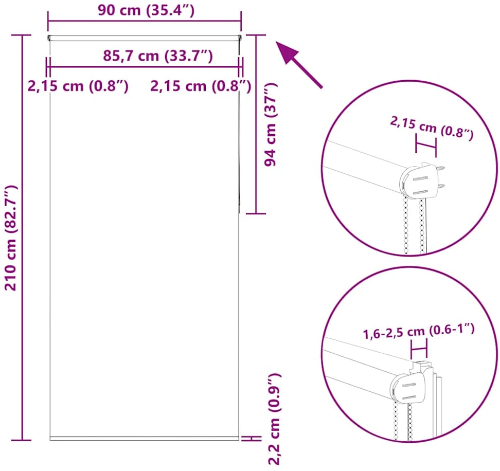 roletas smėlio spalvos 90x210 cm audinio plotis 85,7 cm