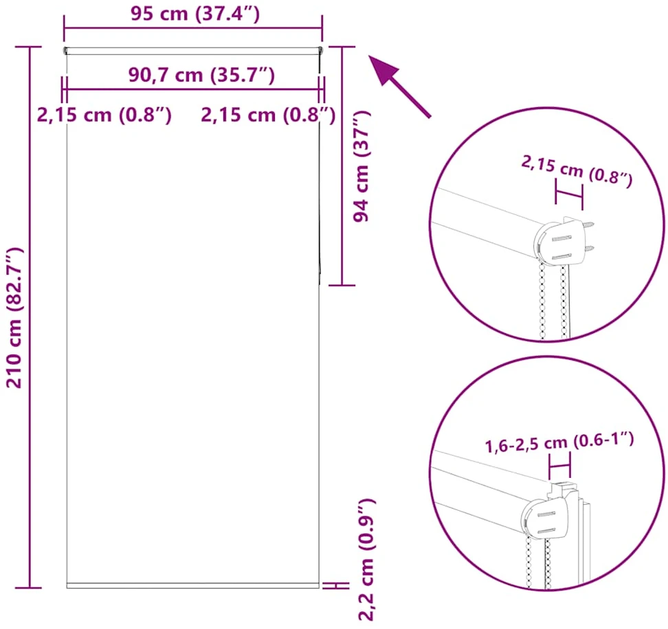 roletas smėlio spalvos 95x210 cm audinio plotis 90,7 cm