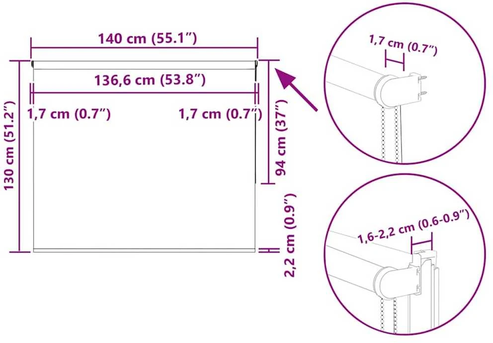 roletas smėlio šviesiai pilka 140x130 cm audinio plotis 136,6cm