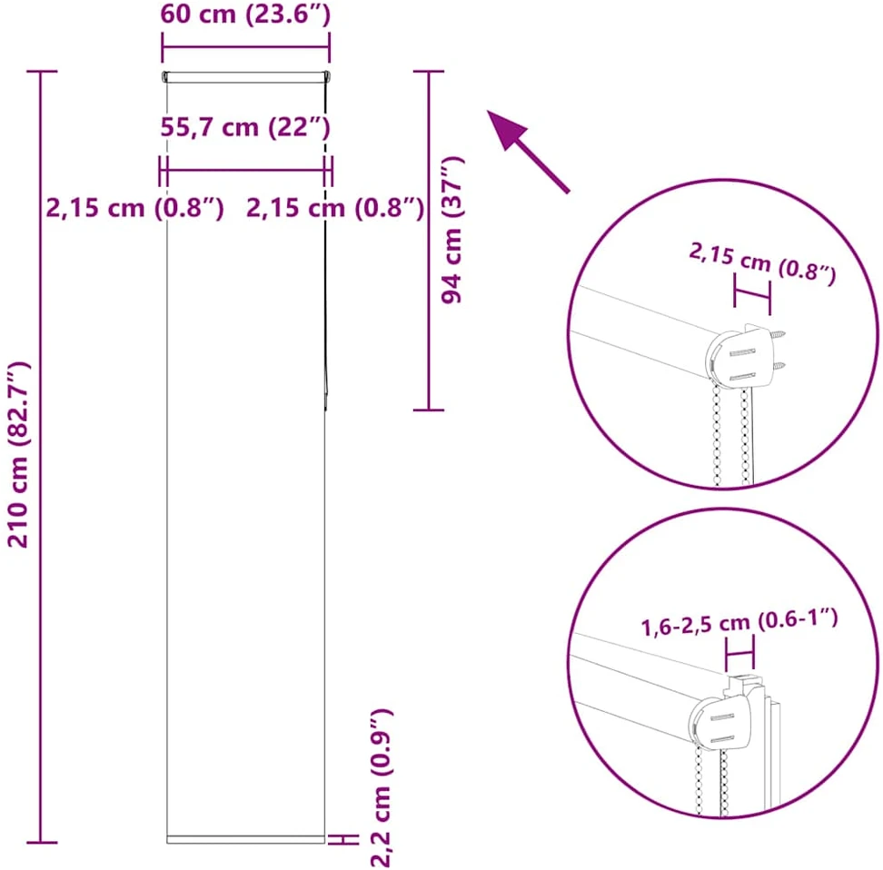 roletas smėlio šviesiai pilka 60x210 cm audinio plotis 55,7 cm