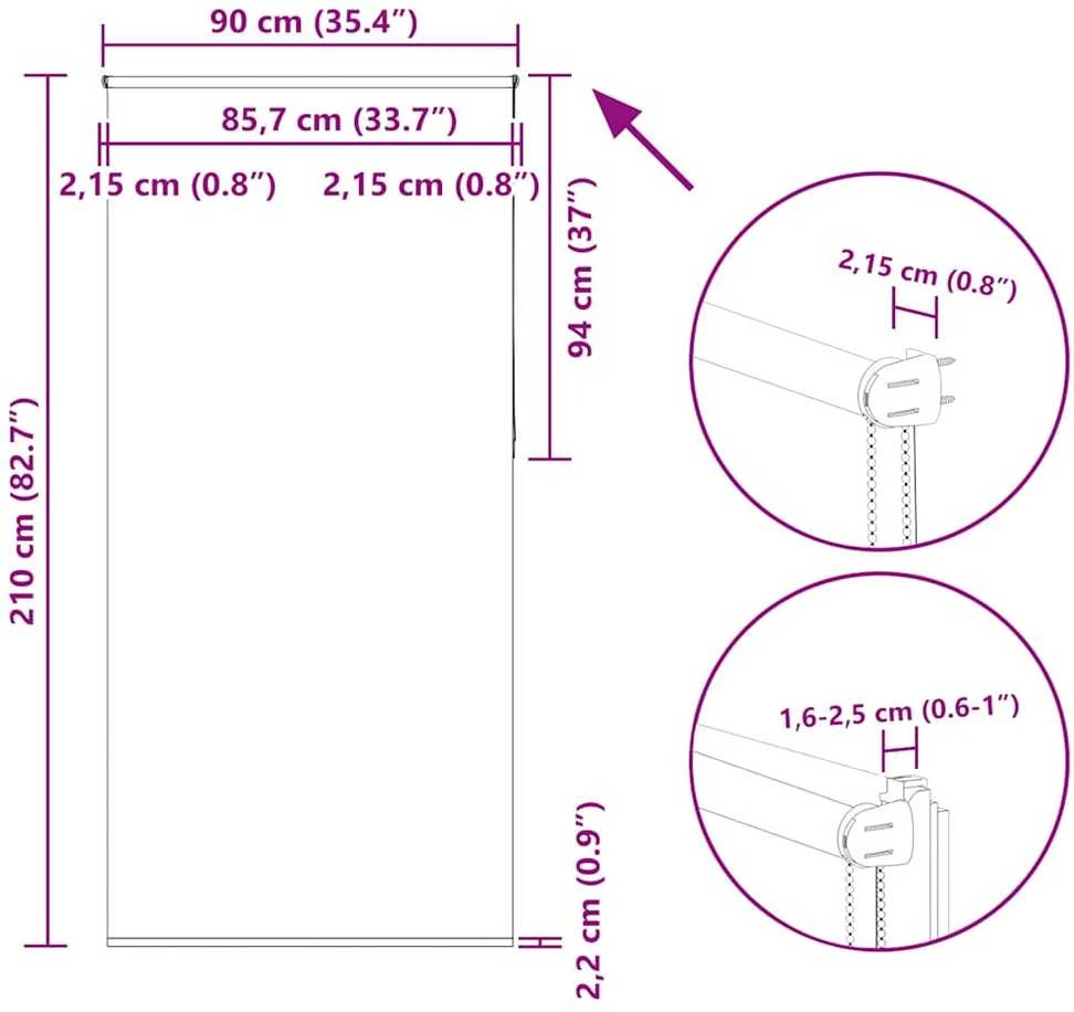 roletas smėlio šviesiai pilka 90x210 cm audinio plotis 85,7 cm