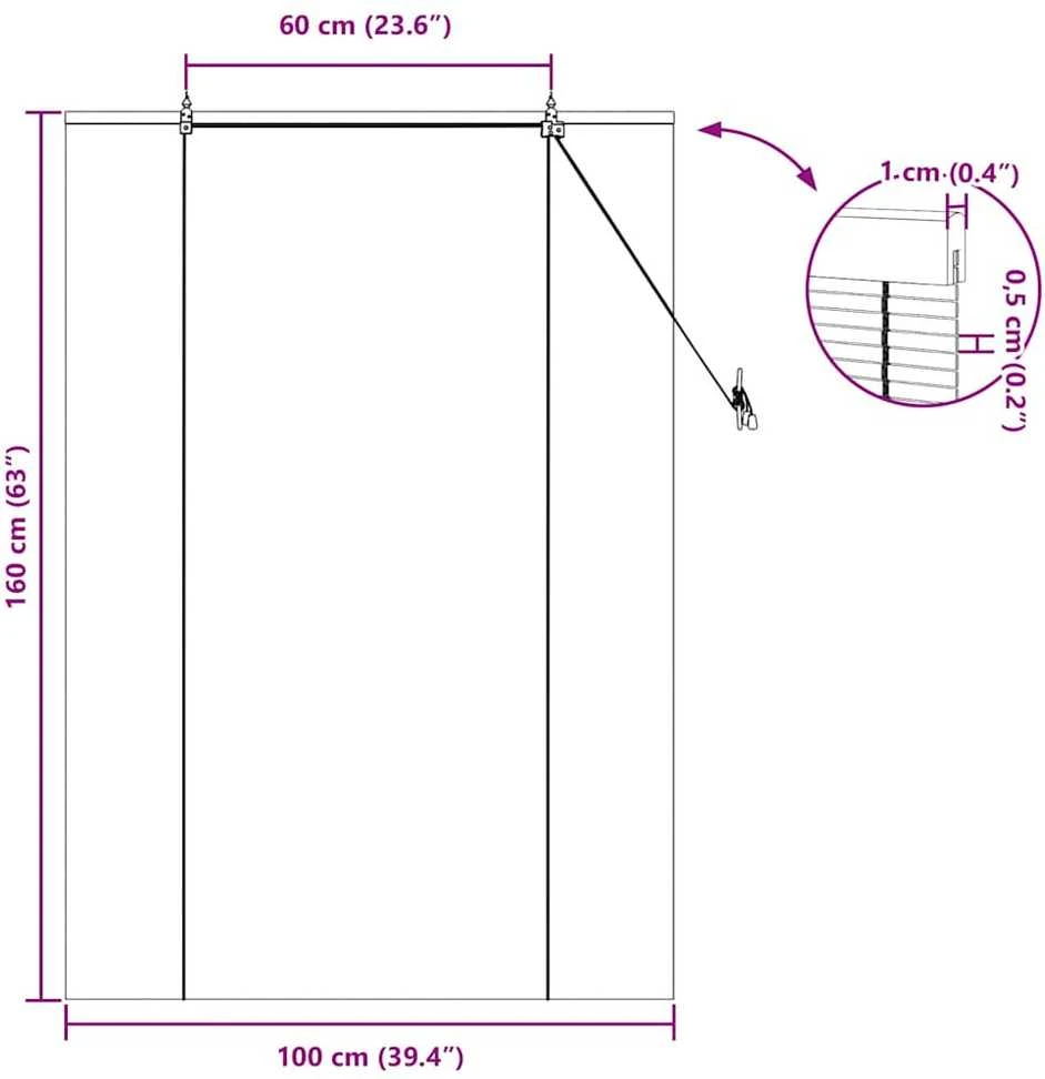 Roletas Geltona 100 x 160 cm Bambukas