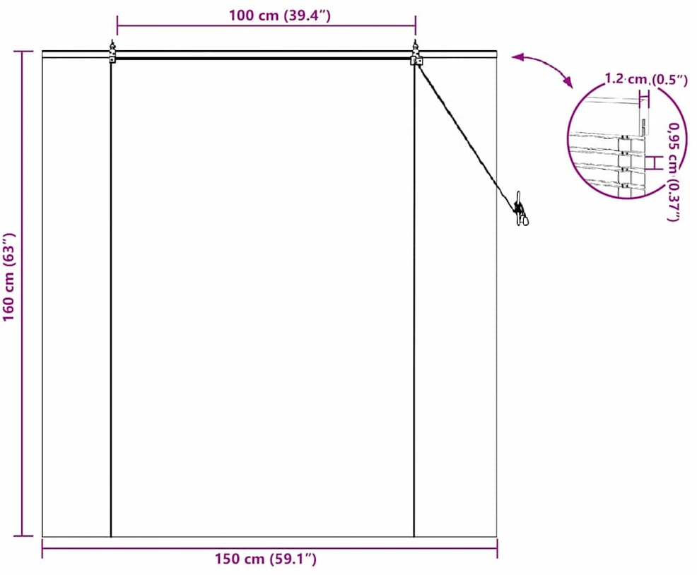 Roletas Ruda 150 x 160 cm Bambukas