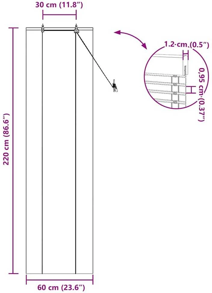 Roletas Ruda 60 x 220 cm Bambukas