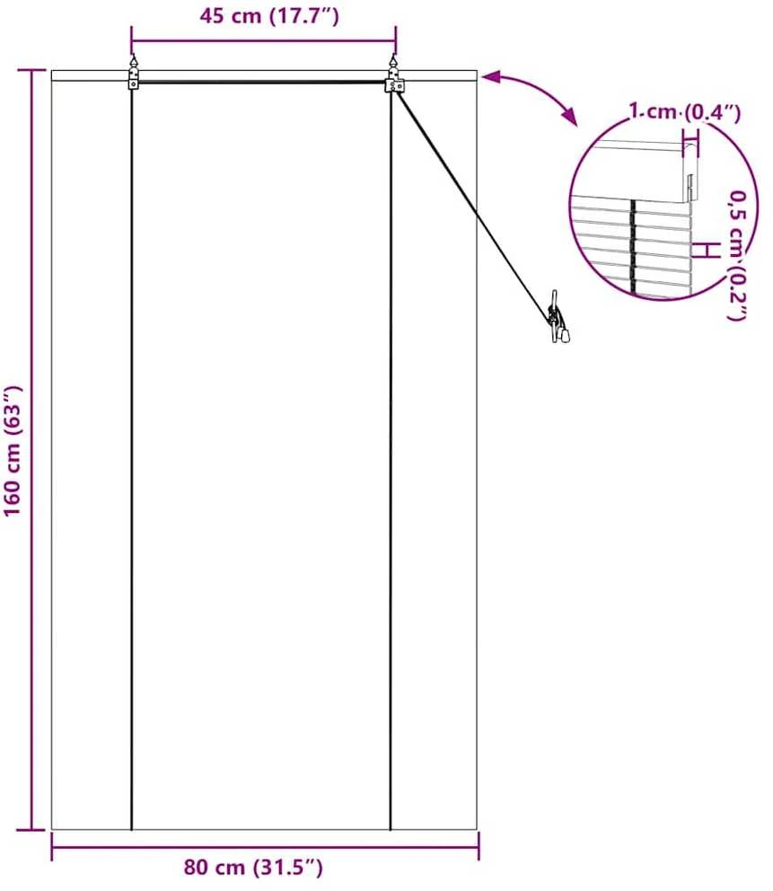 Roletas Ruda 80 x 160 cm Bambukas