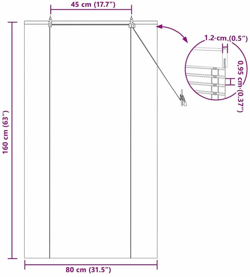 Roletas Ruda 80 x 160 cm Bambukas