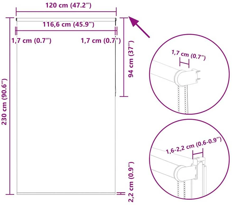 roletas šviesiai pilka 120x230 cm audinio plotis 116,6cm