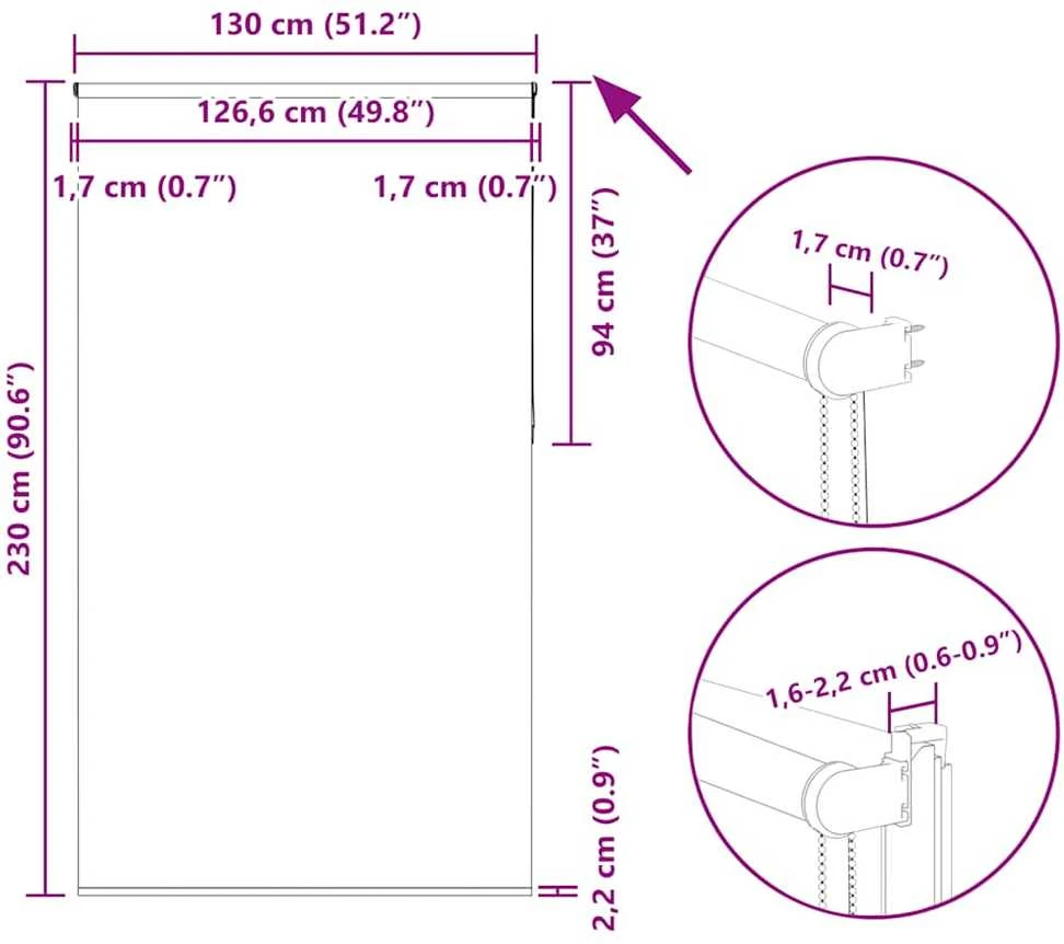 roletas šviesiai pilka 130x230 cm audinio plotis 126,6cm