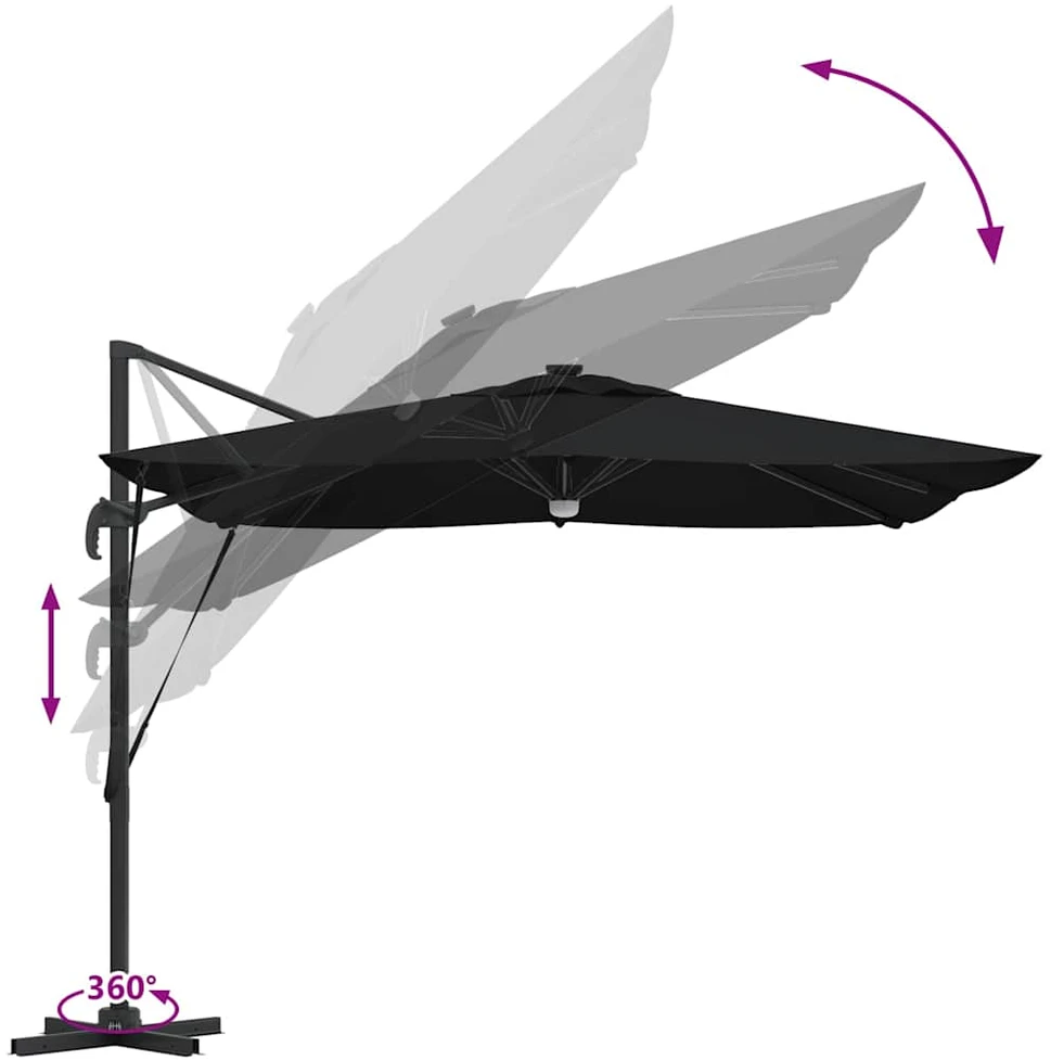 Roma Parasol Juoda 286 x 284 x 270 cm Aliuminis ir poliesteris