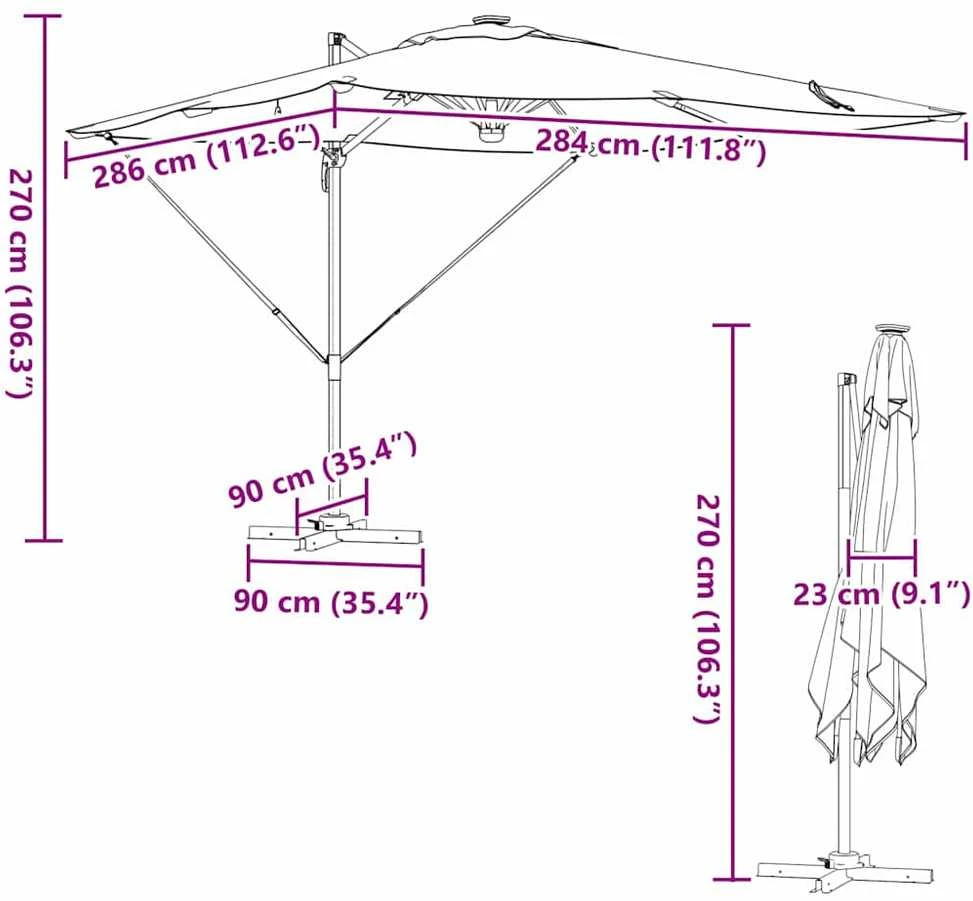 Roma Parasol Raudona 286 x 284 x 270 cm