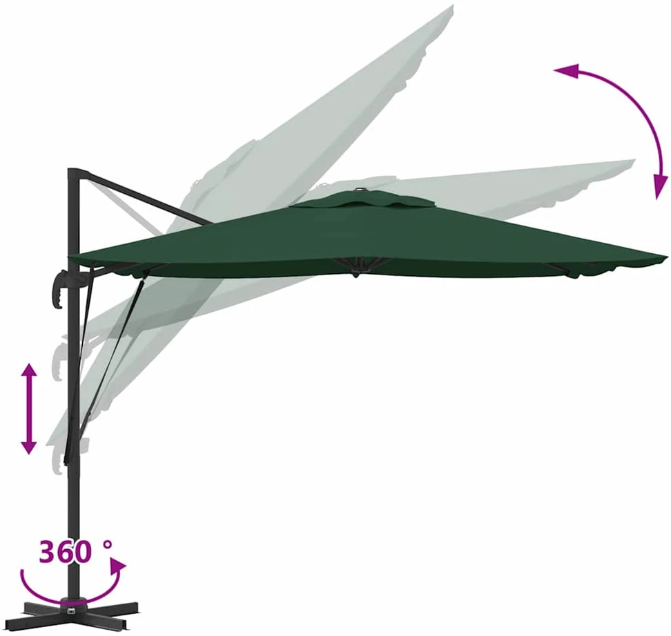 Roma Parasol Žalia 286 x 284 x 265 cm Aliuminis ir poliesteris
