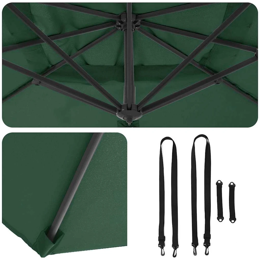 Roma Parasol Žalia 286 x 284 x 265 cm Aliuminis ir poliesteris