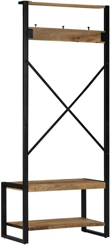 rūbų kabykla 80x40x190 cm masyvo neapdoroto medžio mango