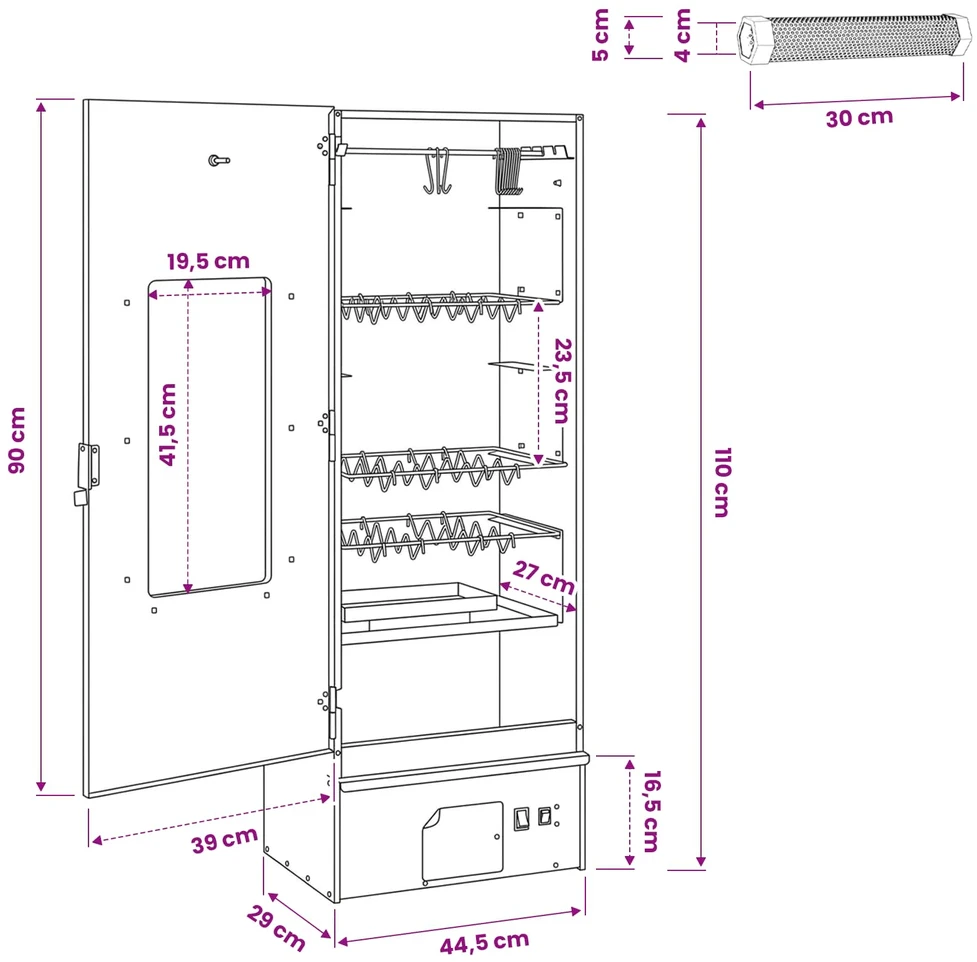 Rūkykla 3 vnt. 44,5 x 29 x 110 cm Galvanizuotas plienas