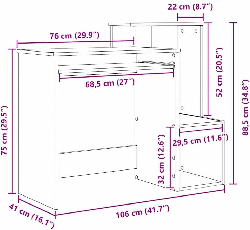 Stalas Rūkyta ąžuolas 106 x 41 x 88.5 cm Apdirbta mediena