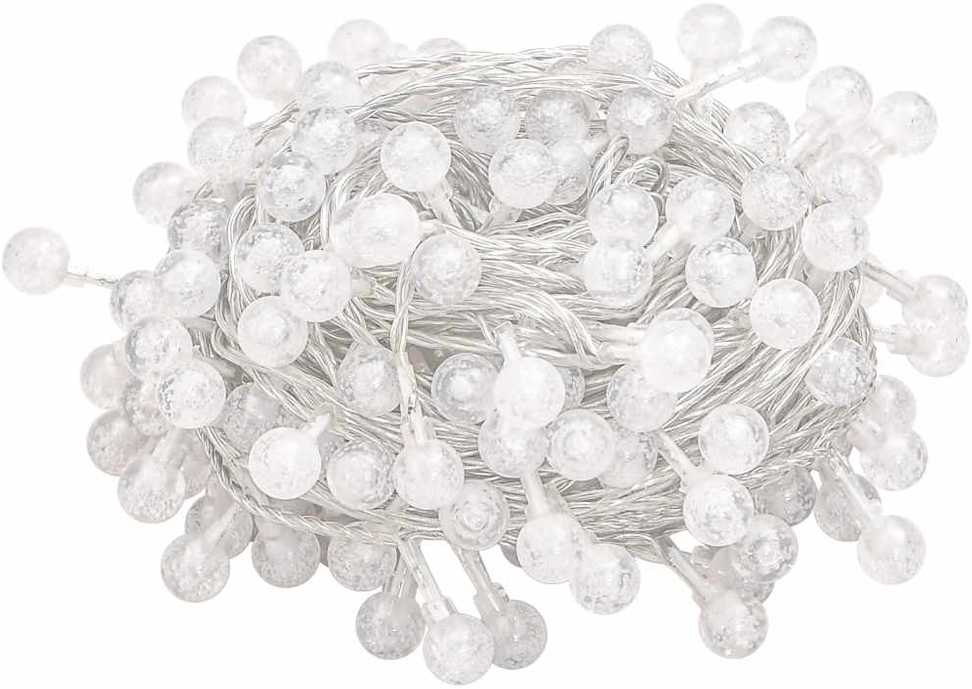 Rutuliukų girlianda, 20m, 200 šiltų baltų LED, 8 funkcijos