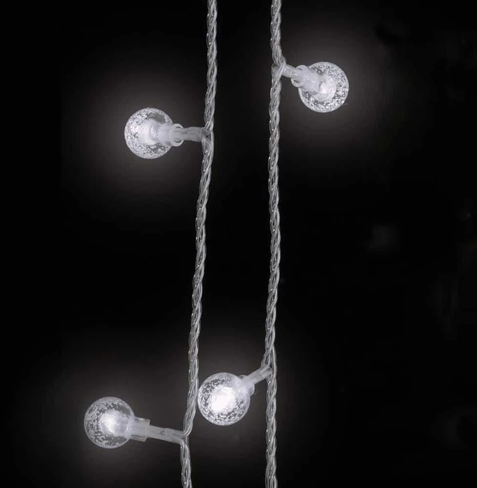 Rutuliukų girlianda, 40m, 400 šaltų baltų LED, 8 funkcijos