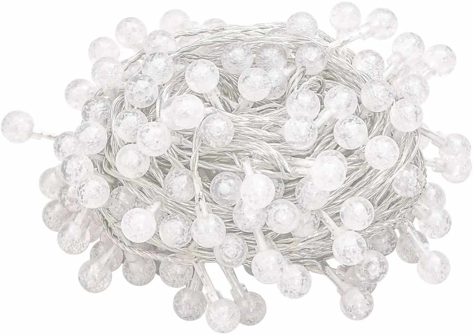Rutuliukų girlianda, 40m, 400 šaltų baltų LED, 8 funkcijos